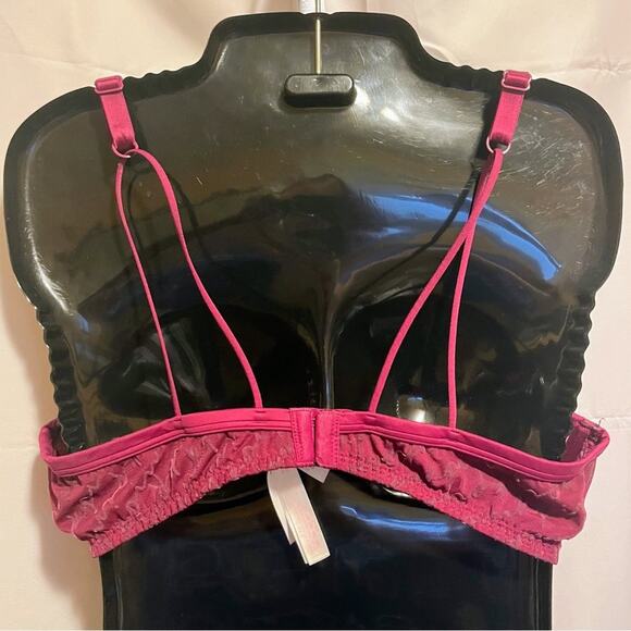 PINK Victoria’s Secret Size L Push-Up Bra Mesh Logo Berry Purple Padded Y2K Alt - Picture 4 of 7